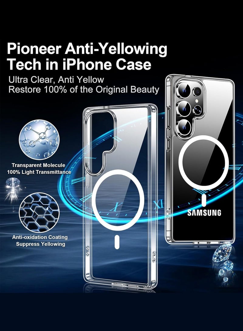 Wtech Samsung Galaxy S26 Ultra 5G 2026 Transparent Magsafe Protective Case, Yellowing Resistant, Scratch-Resistant Back, TPU Magnetic Phone Case Cover - Clear - Image 2